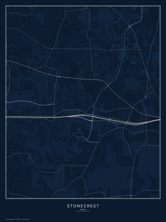 Stonecrest map poster, midnight style