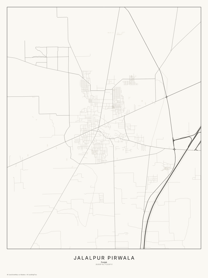 Jalalpur Pirwala map poster, classic style