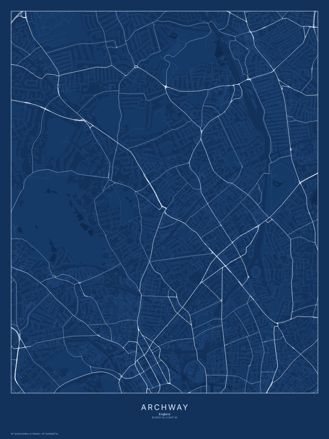 Archway map poster, blueprint style