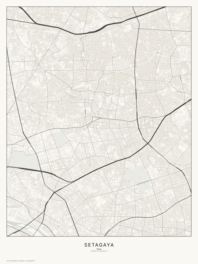 Setagaya map poster, classic style