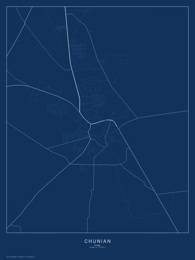 Chunian map poster, blueprint style