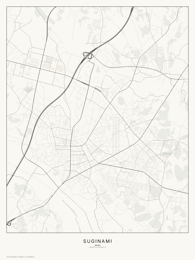 Suginami map poster, classic style