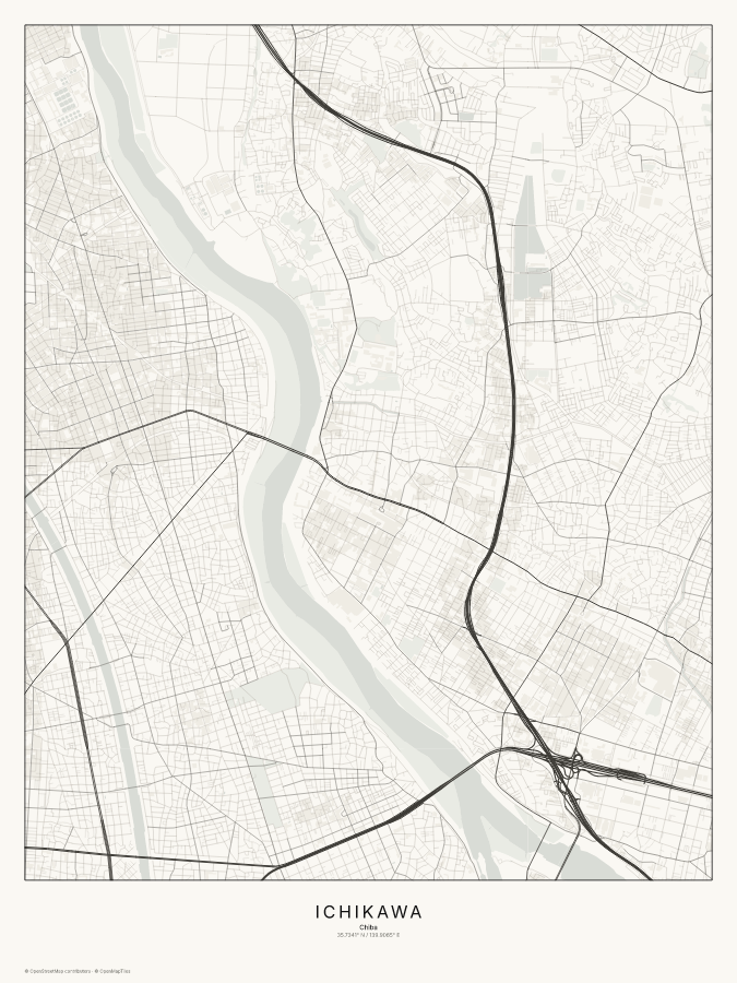 Ichikawa map poster, classic style