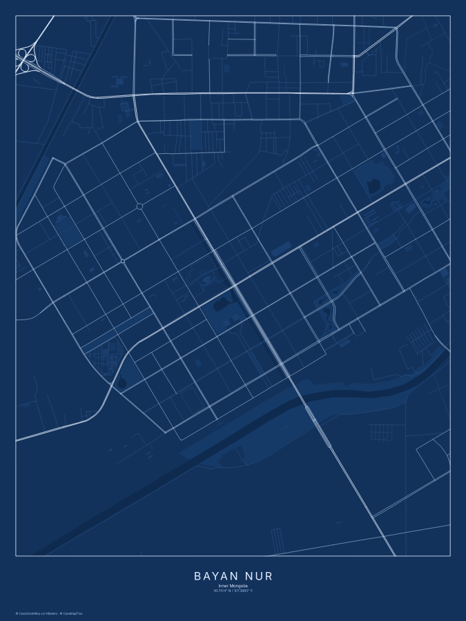 Bayan Nur map poster, blueprint style