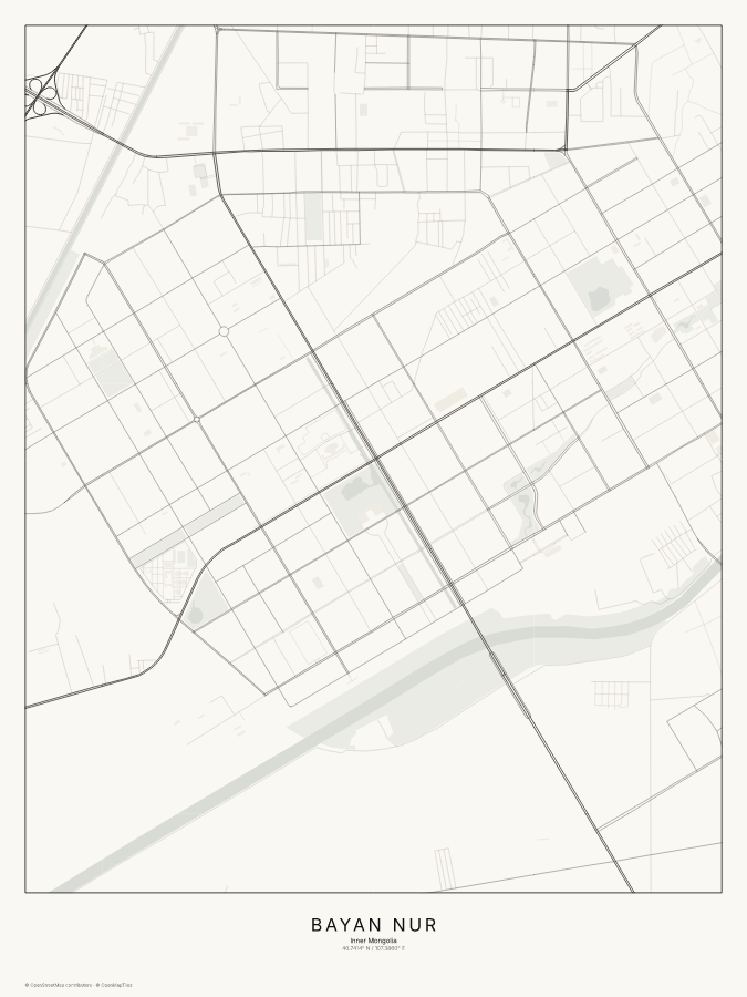 Bayan Nur map poster, classic style