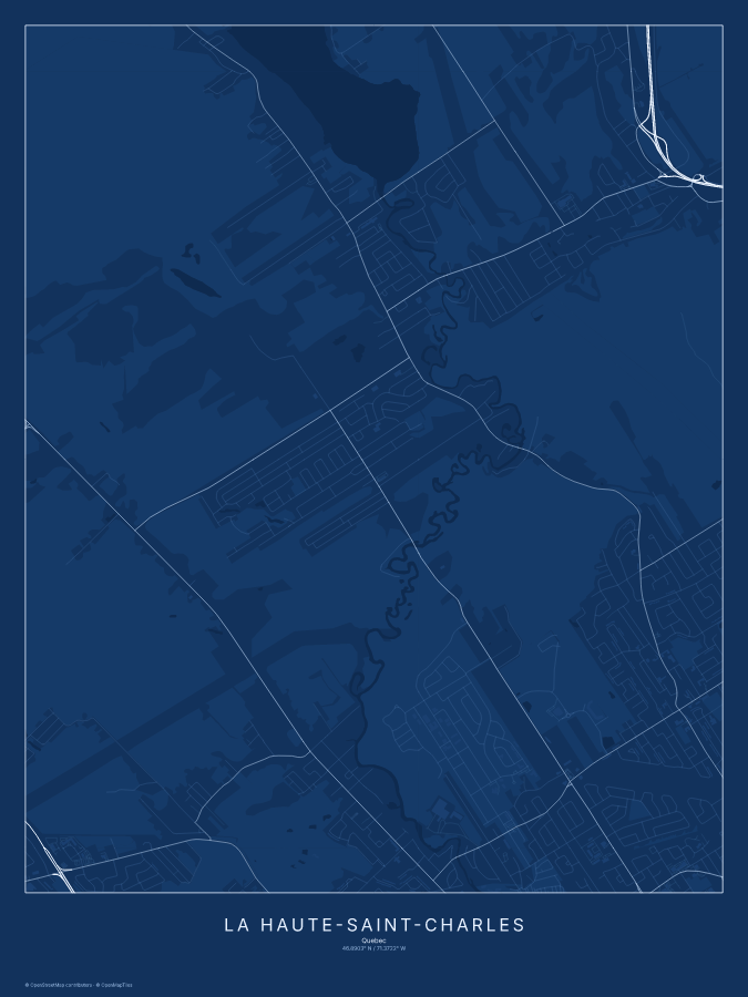 La Haute-Saint-Charles map poster, blueprint style