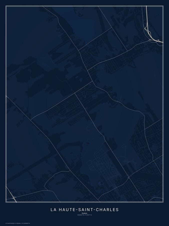 La Haute-Saint-Charles map poster, midnight style