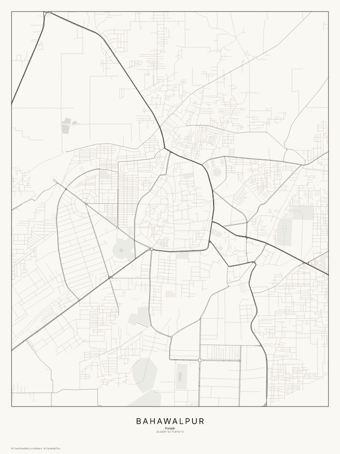 Bahawalpur map poster, classic style