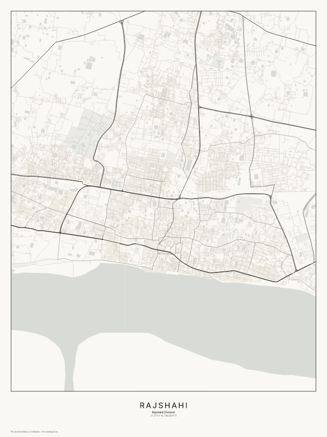 Rajshahi map poster, classic style