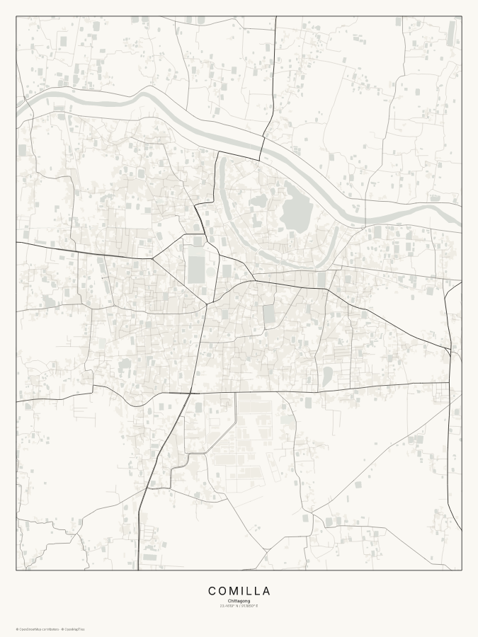 Comilla map poster, classic style