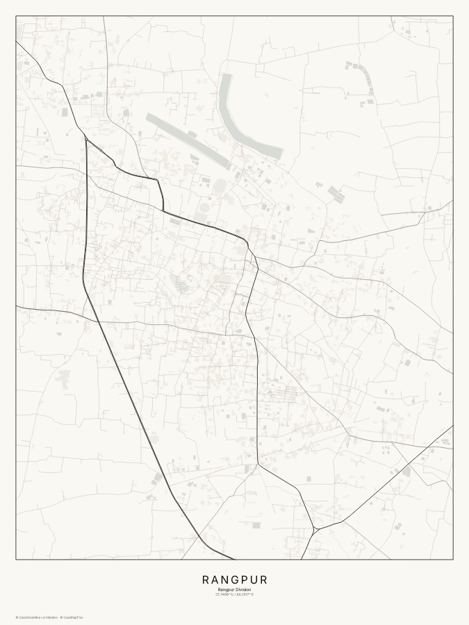 Rangpur map poster, classic style