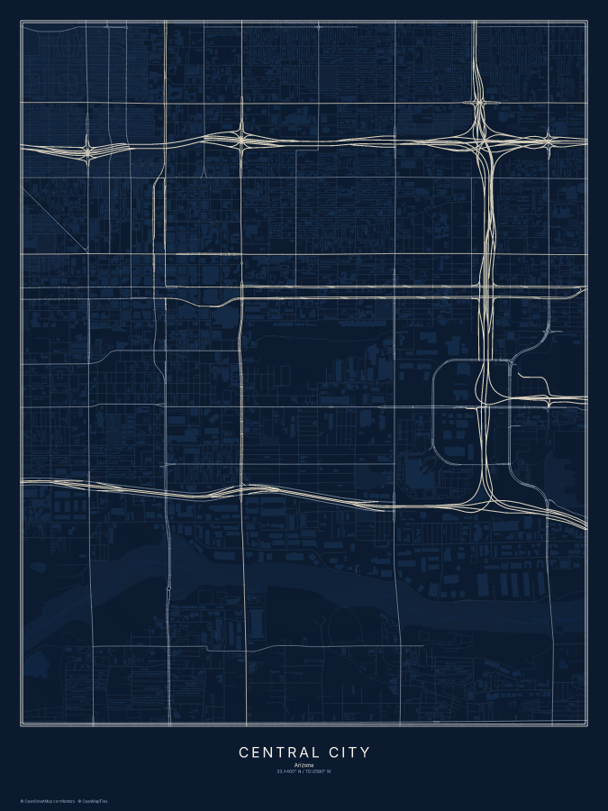 Central City map poster, midnight style