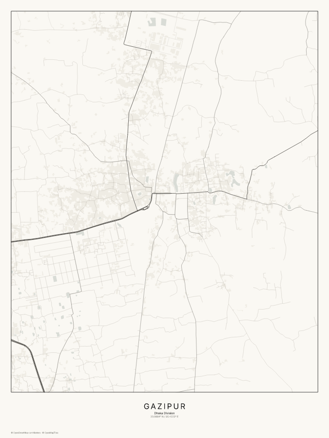 Gazipur map poster, classic style
