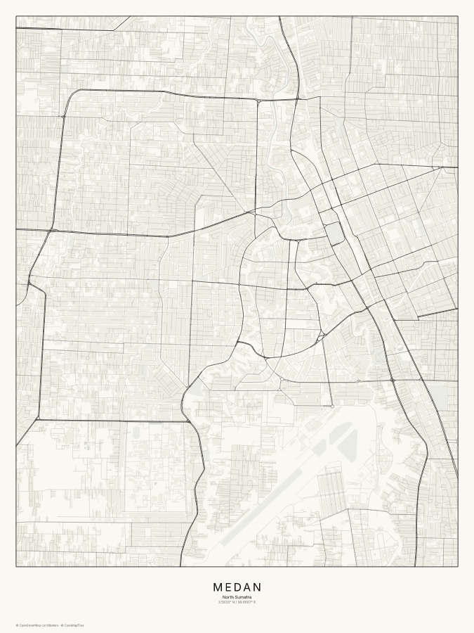 Medan map poster, classic style