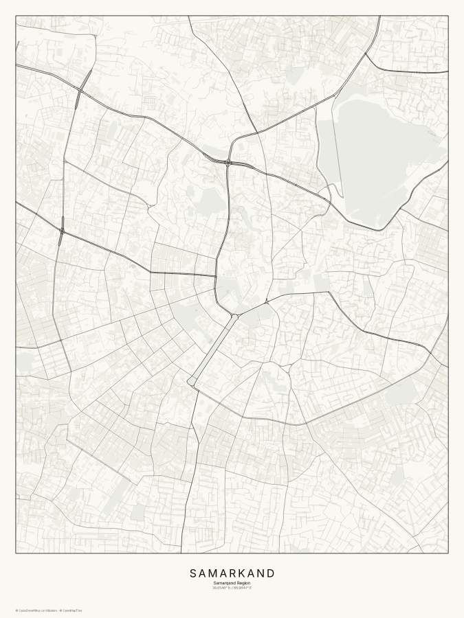 Samarkand map poster, classic style