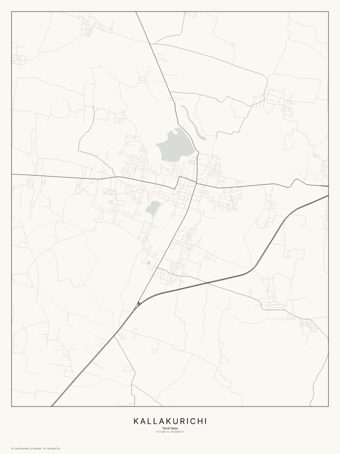Kallakurichi map poster, classic style
