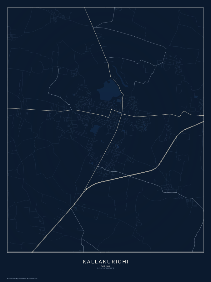 Kallakurichi map poster, midnight style