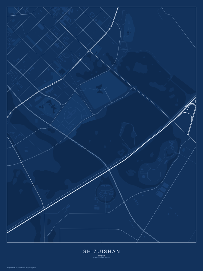 Shizuishan map poster, blueprint style