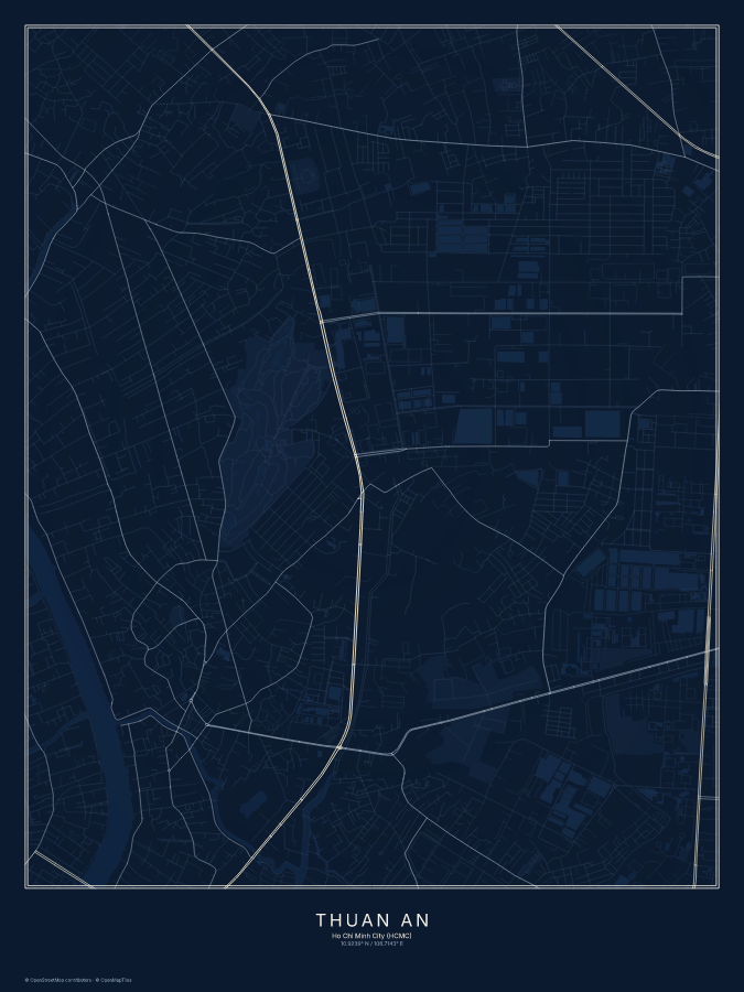Thuận An map poster, midnight style