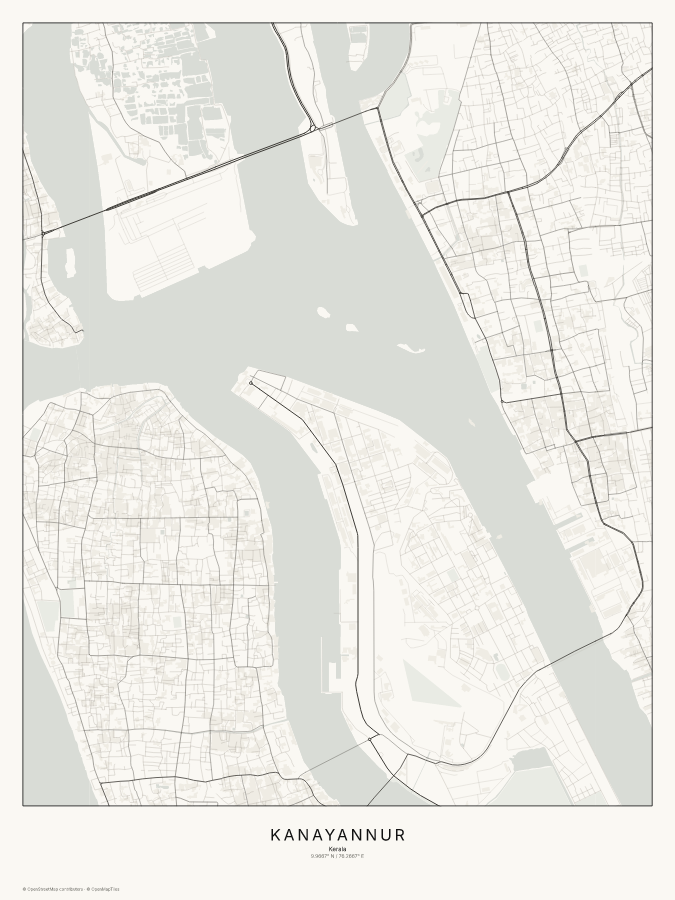 Kanayannur map poster, classic style