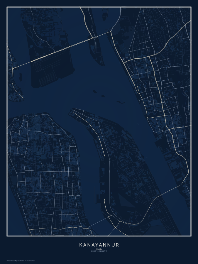 Kanayannur map poster, midnight style
