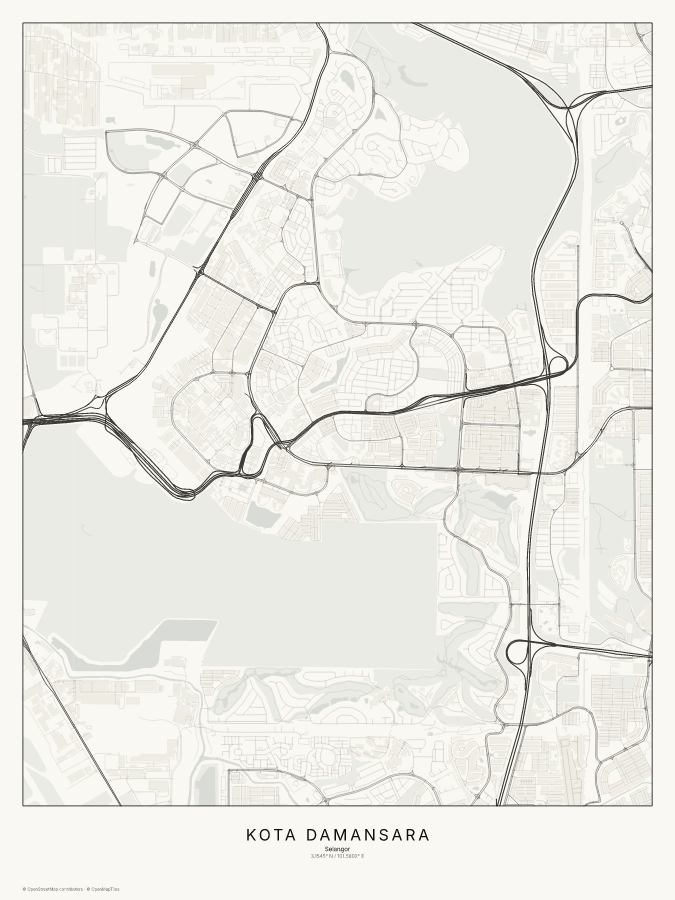 Kota Damansara map poster, classic style