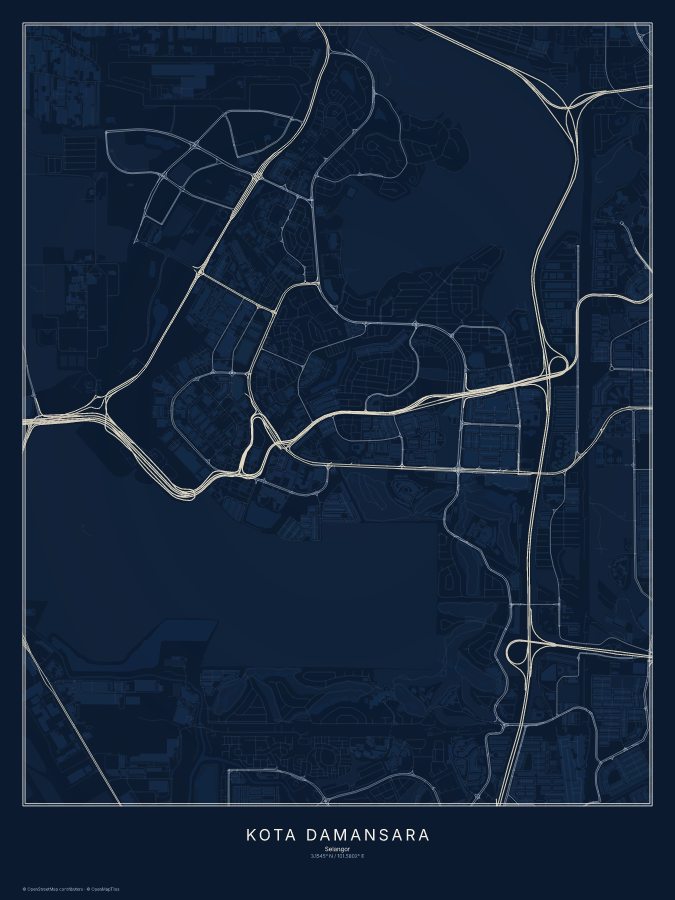 Kota Damansara map poster, midnight style