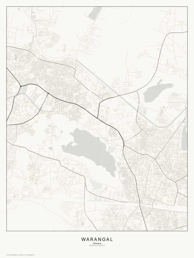 Warangal map poster, classic style