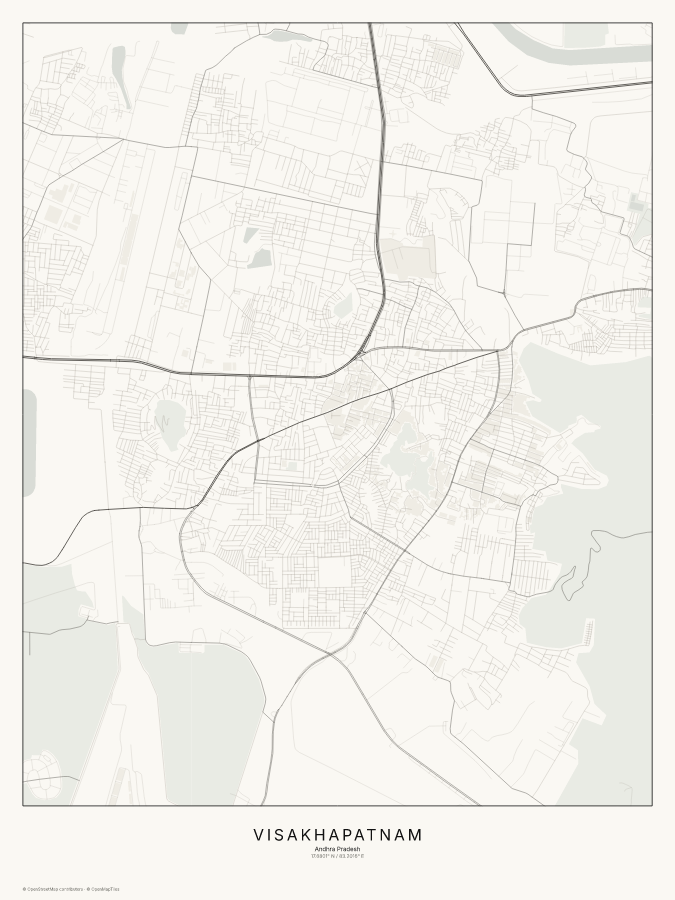 Visakhapatnam map poster, classic style
