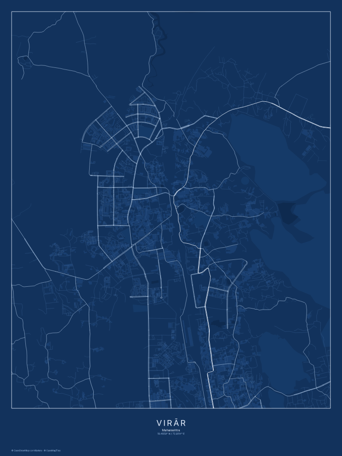 Virār map poster, blueprint style