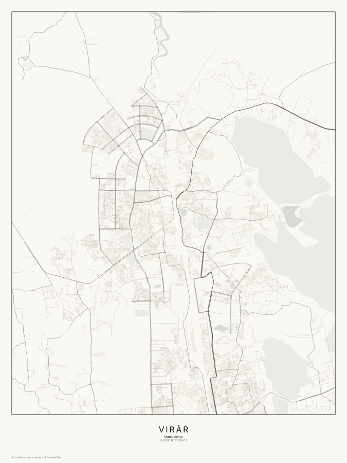 Virār map poster, classic style
