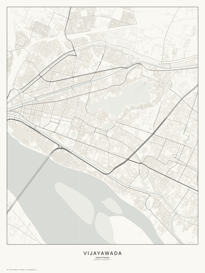 Vijayawada map poster, classic style