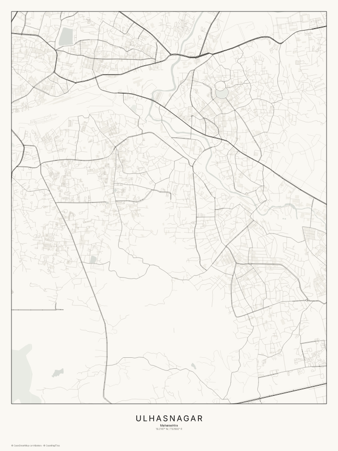 Ulhasnagar map poster, classic style