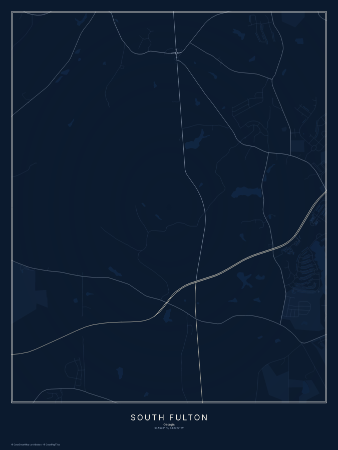 South Fulton map poster, midnight style
