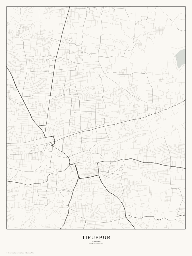 Tiruppur map poster, classic style