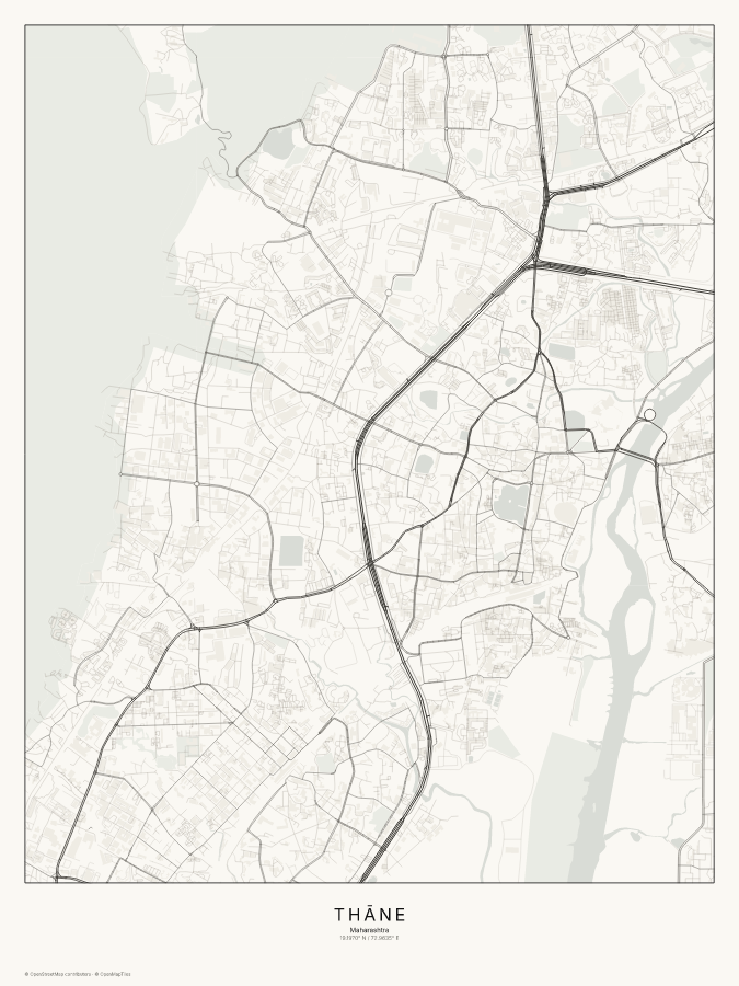 Thāne map poster, classic style