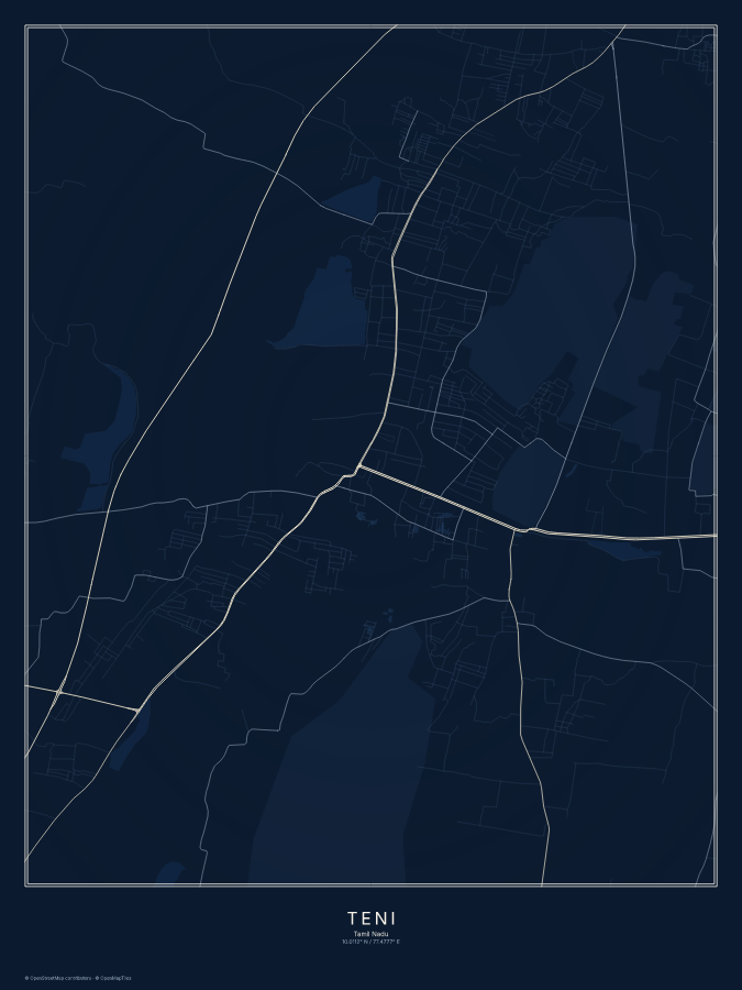 Teni map poster, midnight style