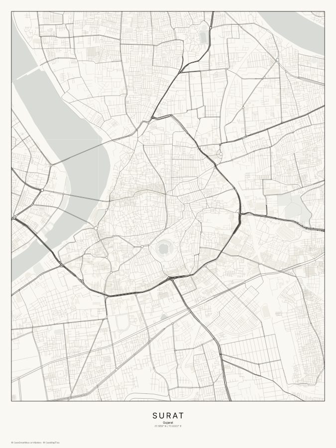 Surat map poster, classic style