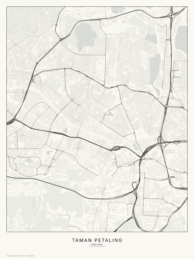 Taman Petaling map poster, classic style