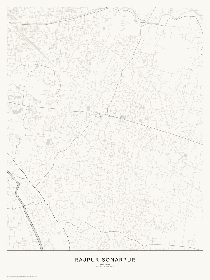 Rajpur Sonarpur map poster, classic style