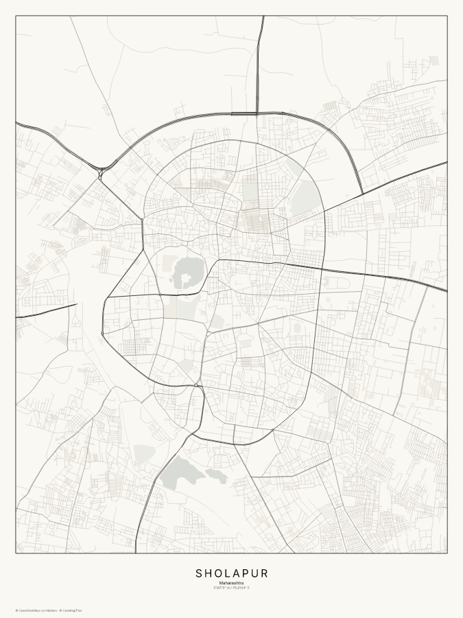 Sholapur map poster, classic style