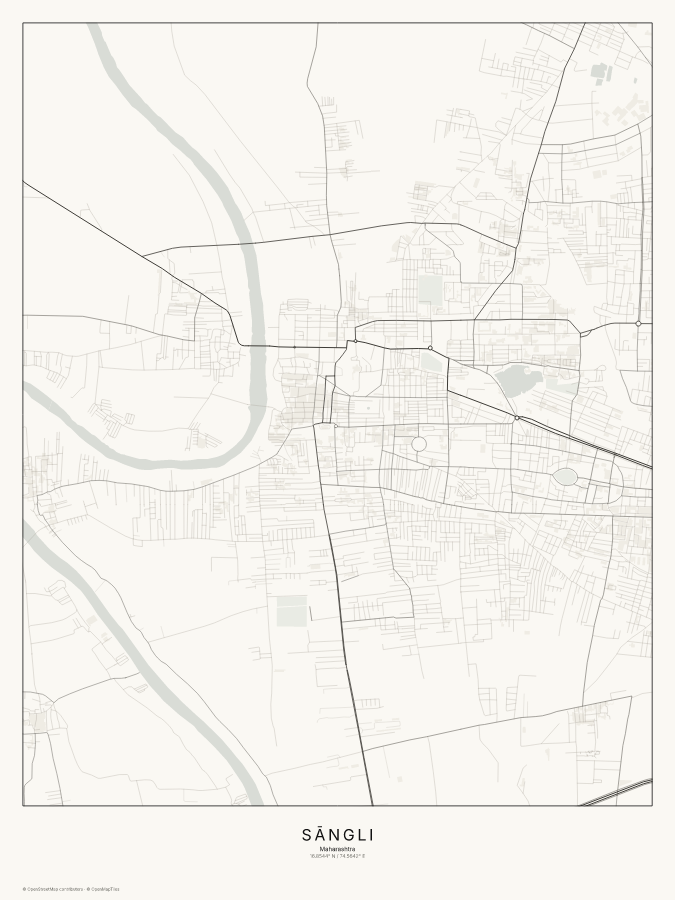 Sāngli map poster, classic style