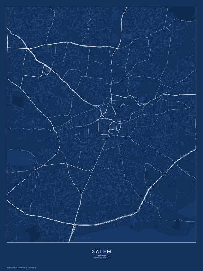 Salem map poster, blueprint style