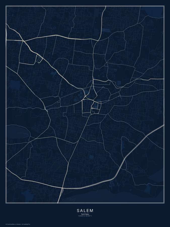 Salem map poster, midnight style