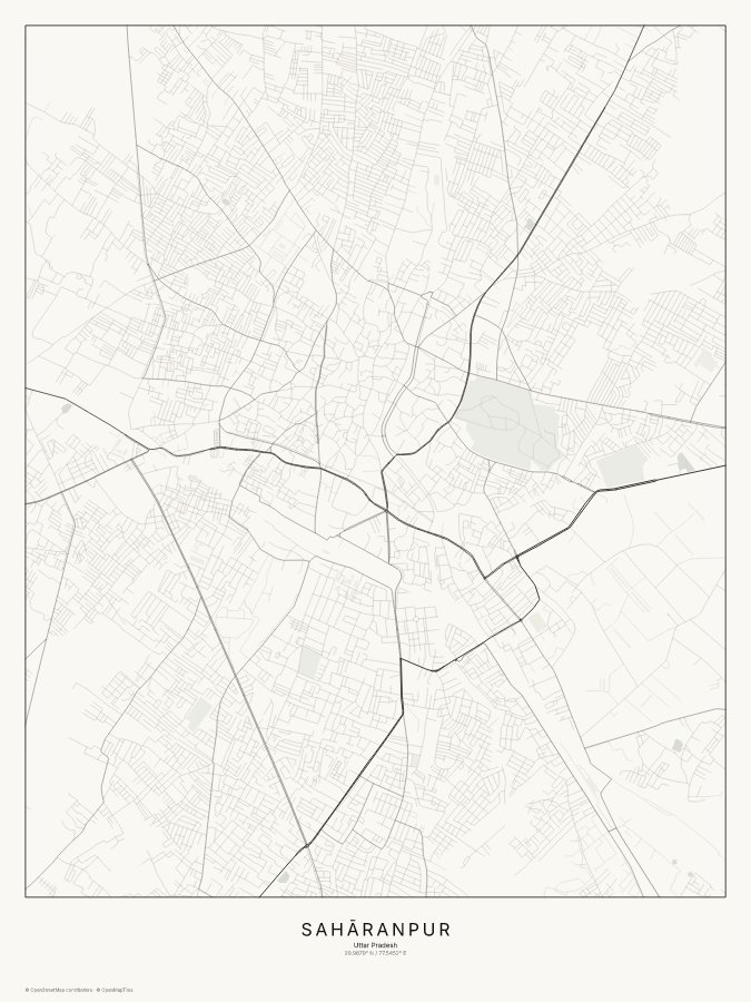 Sahāranpur map poster, classic style