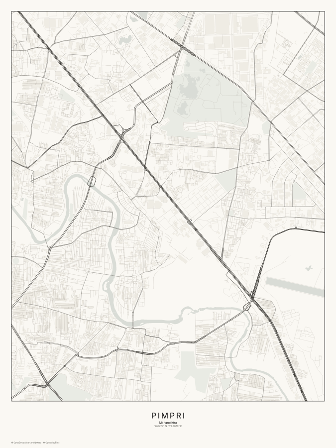 Pimpri map poster, classic style