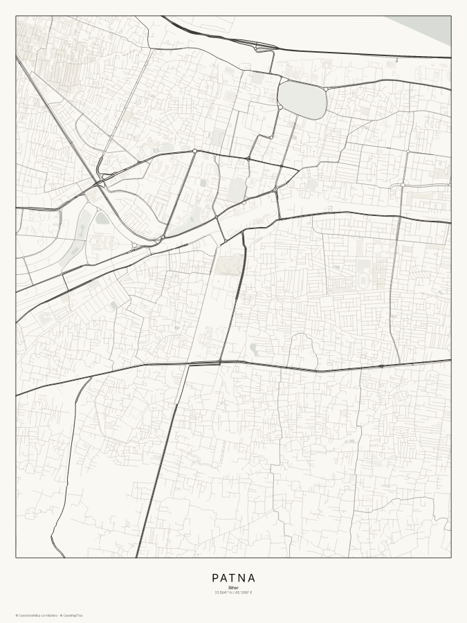 Patna map poster, classic style