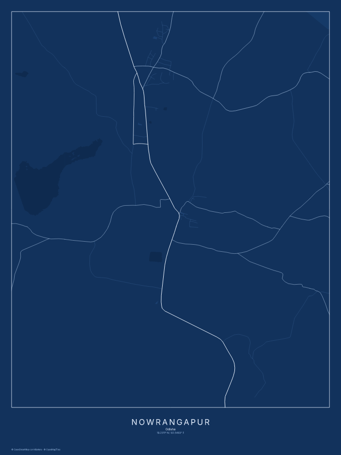 Nowrangapur map poster, blueprint style