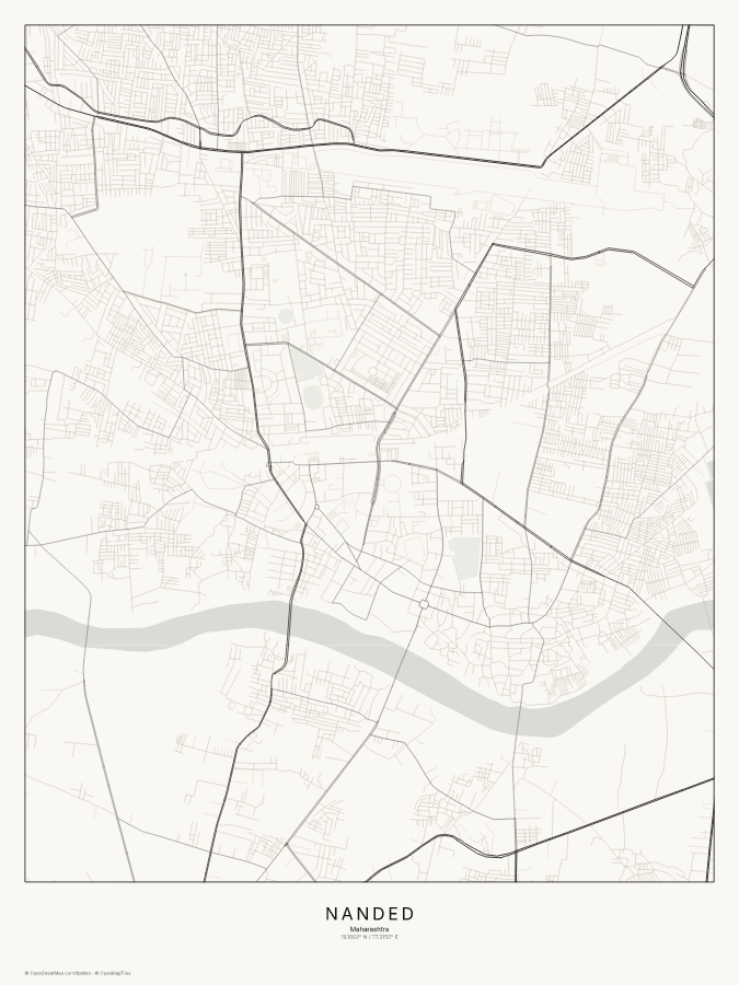 Nanded map poster, classic style