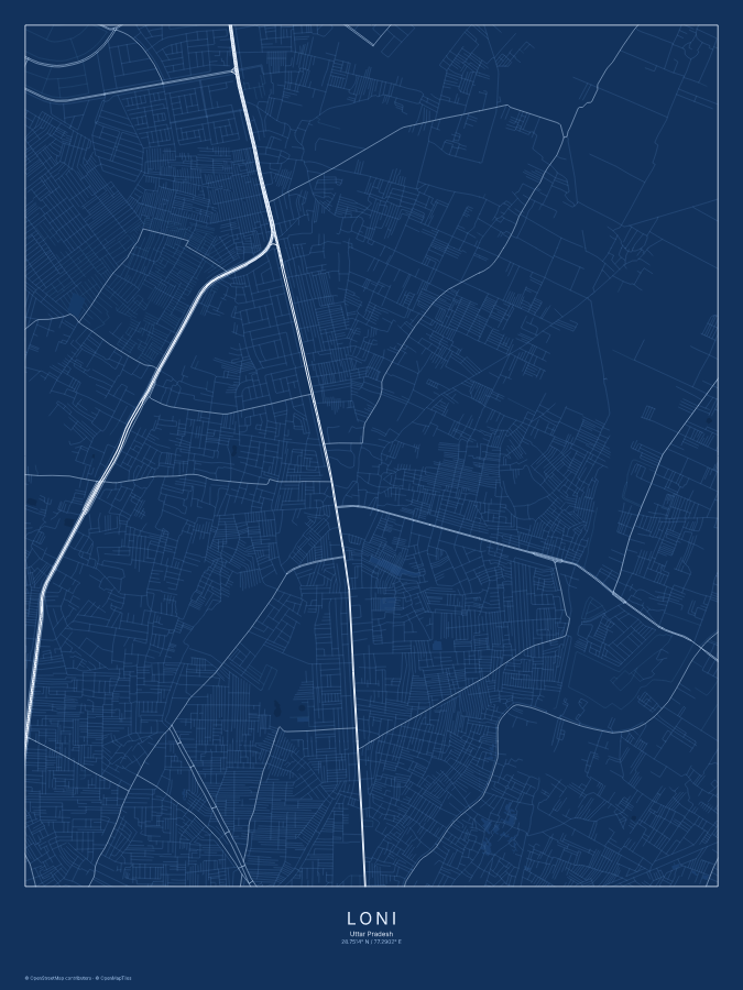 Loni map poster, blueprint style